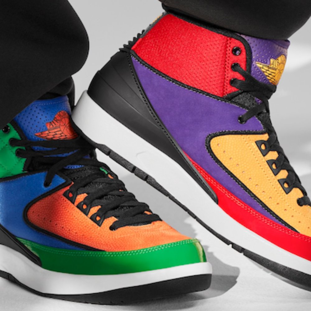 Nike Air Jordan 2 Retro Womens size 7.5 Multi-Color Red Yellow Blue Purple Green
